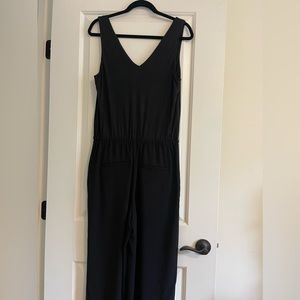V neck black jumpsuit
